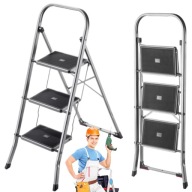 DRABINA SKŁADANA 3 STOPNIOWA DOMOWA MAŁA DRABINKA LEKKA DO 150KG