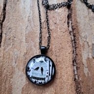 Wisiorek naszyjnik medalion szkło ptaki w klatce jedyny okazja