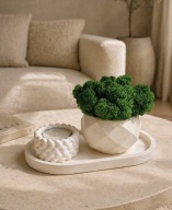 Zestaw dekoracyjny prezent mech świecznik taca boho