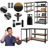 REGAŁ STOJAK PÓŁKI MAGAZYNOWY MATALOWY SKRĘCANY CZARNY SOLIDNY DO GARAŻU