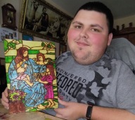 Obraz wypalany Jezus z Dziecmi i pomalowana A4