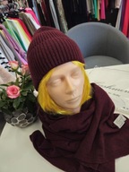 Czapka i szalik kaszmir, komplet bordowy r. Uni Italy !!!