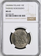 10 zł złotych 1969 Kościuszko NGC ms 65