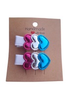 Mini spinki do włosów dla niemowląt dziewczynek serduszka handmade 2 szt.