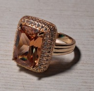 WYTWORNY PIERŚCIONEK KWARC DYMNY