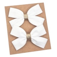 Spinki do włosów dla dziewczynki kokardki białe i złoto