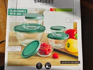 SMUKEE MISKI SZKLANE z pokrywkami 240/350/670/1250/2560 ml zielone