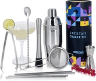 DOMOWY ZESTAW DO DRINKÓW SHAKER AKCESORI MUDDLER SITKO SZCZYPCE NA PREZENT