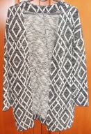 Sweter damski kardigan długi bez zapięcia wzór geometryczny 40
