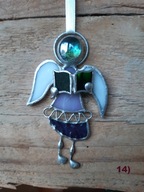 Aniołek z książką, witraż Tiffany’ego nr 14, zawieszka, IDEALNY PREZENT.