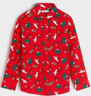 Śliczna bawełniana KOSZULA świąteczna r. 122 czerwona