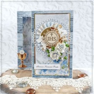 Kartka w pudełku na Pierwszą Komunię Świętą Pamiątka - Hand Made