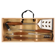 Zestaw komplet do grilla w skrzyneczce szpatułka szczypce pędzelek Mustang