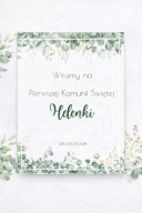 Plakat Powitalny Komunia Święta Personalizowany Eukaliptus Zielony Boho