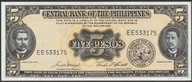 Filipiny 5 pesos 1949 - Pilar i Jaena - EE - stan bankowy UNC