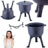 KOCIOŁEK GARNEK ŻELIWNY 10L MYŚLIWSKI WĘGIERSKI Z POKRYWKĄ NA OGNISKO GRILL