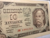 Polska PRL, 10 złotych 1948 seria AW - GDA 66 EPQ / Doskonały kolor