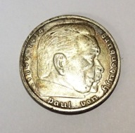 Srebrna moneta 5 marek III Rzesza Hindenburg Mennica A 1935 oryginał