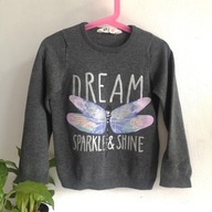 Sweter dziewczęcy HM 110 śliczny bawełniany z ważką markowy (155)