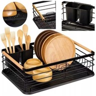 SUSZARKA DO NACZYŃ OCIEKACZ NA TALERZE SZTUĆCE METALOWA CZARNA XXL