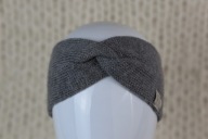 Wełniana opaska na głowę, rozmiar L, 100% wełna merino, rękodzieło, szara