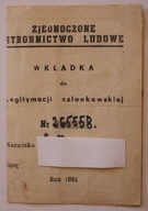 ZSL - ZJEDNOCZONE STRONNICTWO LUDOWE - WKŁADKA do Legitymacji członkowskiej