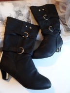 KOZAKI SASZKI DAMSKIE CZARNE WSUWANE OBCAS r.39/40