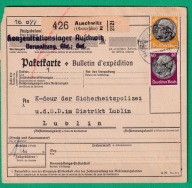 Oświęcim, obóz koncentracyjny, przekaz paczkowy do Lublina, 1941, RR