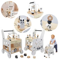 DREWNIANY PCHACZ CHODZIK DLA DZIECI STOLIK EDUKACYJNY ZABAWKA NAUKA 6W1