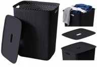 Kosz na pranie 60 l z pokrywą wolnostojący z uchwytami oddychający