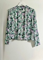 BikBok narzutka marynarka kwiaty tiulowa żakiet crop krótka kwiatki zielona