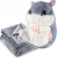 KOC MASKOTKA CHOMIK PLUSZOWY DLA DZIECI KOCYK 160X110 CM PODUSZKA DO SPANIA