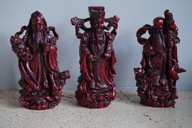 TRZEJ MĘDRCY FUK LUK SAU ORYGINAŁ FIGURY HAND MADE RED RESIN UNIKAT CHINY