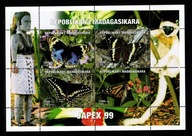 Madagaskar / Mini arkusz ( Fauna - motyle ) czysty / 1999 r.