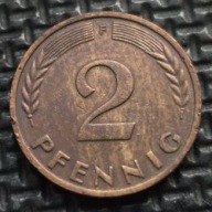 *NIEMCY [0206]*2 fenigi 1959 *F* Niemcy Zachodnie (RFN) Kłosy, Liście dębu