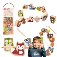 NAWLEKANKA DREWNIANA PRZEPLATANKA SZNUROWANKA KLOCKI 13 ELEMENTÓW