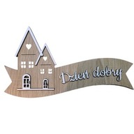 szyld z domkami wstęga dębowy wianki stroiki