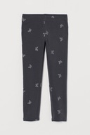 H&M Dżersejowe legginsy 134 Ciemnoszary/Motyle
