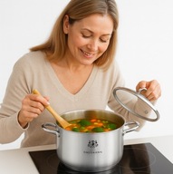 GARNEK INDUKCJA GAZ ze STALI NIERDZEWNEJ 6L 26cm Z POKRYWKĄ GARNKI SOLID