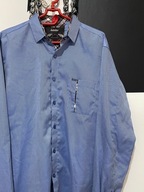 8 Koszula Dahlin niebieska subtelne prążki i połysk wstawki rozmiar M