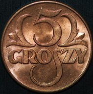 5 groszy 1939 - menniczy egzemplarz kolor RD
