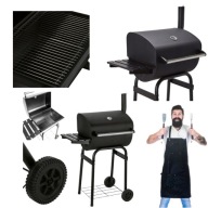 GRILL WĘGLOWY OGRODOWY Z KÓŁKAMI ŻELIWNY RUSZT DUŻY REGULOWANY 45 X 35 CM