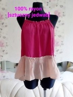 BLUZKA BLUZECZKA FALBANKI MALINOWA JEDWAB jedwabiu jedwabiem wygodna basic