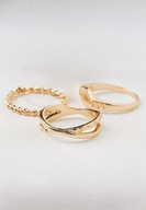 H & M pierścionki zestaw set 3pak komplet złote pierścionek XS/S boho y2k