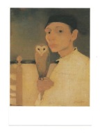 Pocztówka - Jan Mankes, Autoportret z sową ...