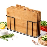 DESKA DO KROJENIA DREWNIANY ZESTAW DESEK 4szt ZESTAW DESEK Z STOJAKIEM