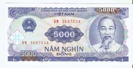 Wietnam 5000 Dong 1991/93 Piękny !