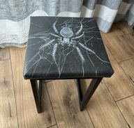 TABORET, krzesło, ekoskóra z nadrukiem, pająk czarny, 33x33cm, wys. 55cm