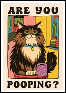 A3 ŚMIESZNY PLAKAT DO ŁAZIENKI TOALETY Z KOTEM KOT, ARE YOU POOPING? HUMOR