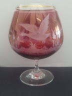 Wspaniały kielich do wina Egermann ręcznie cięte szkło rubinowe (A197)